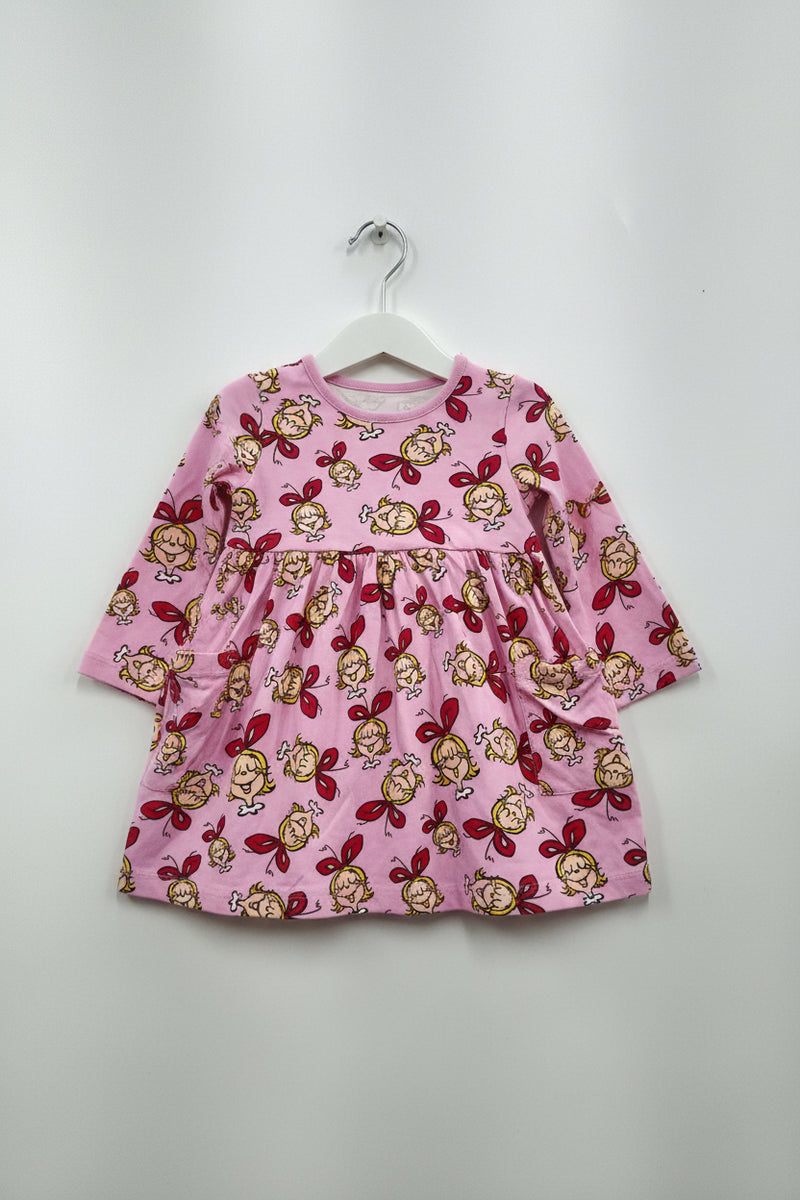 Pink girl with packet - full sleeve frock