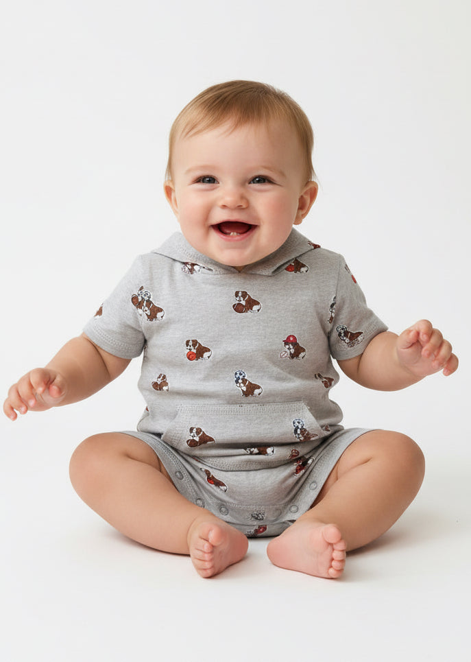 Hoodie Grey pappys🐶 -Baby High Quality half Jumpsuits