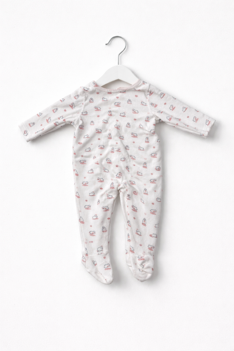 White with baby bunny print-Baby full Jumpsuits