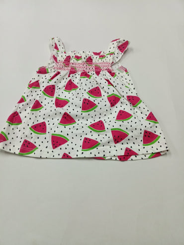 White with watermelon-Top-Sleeveless Frock