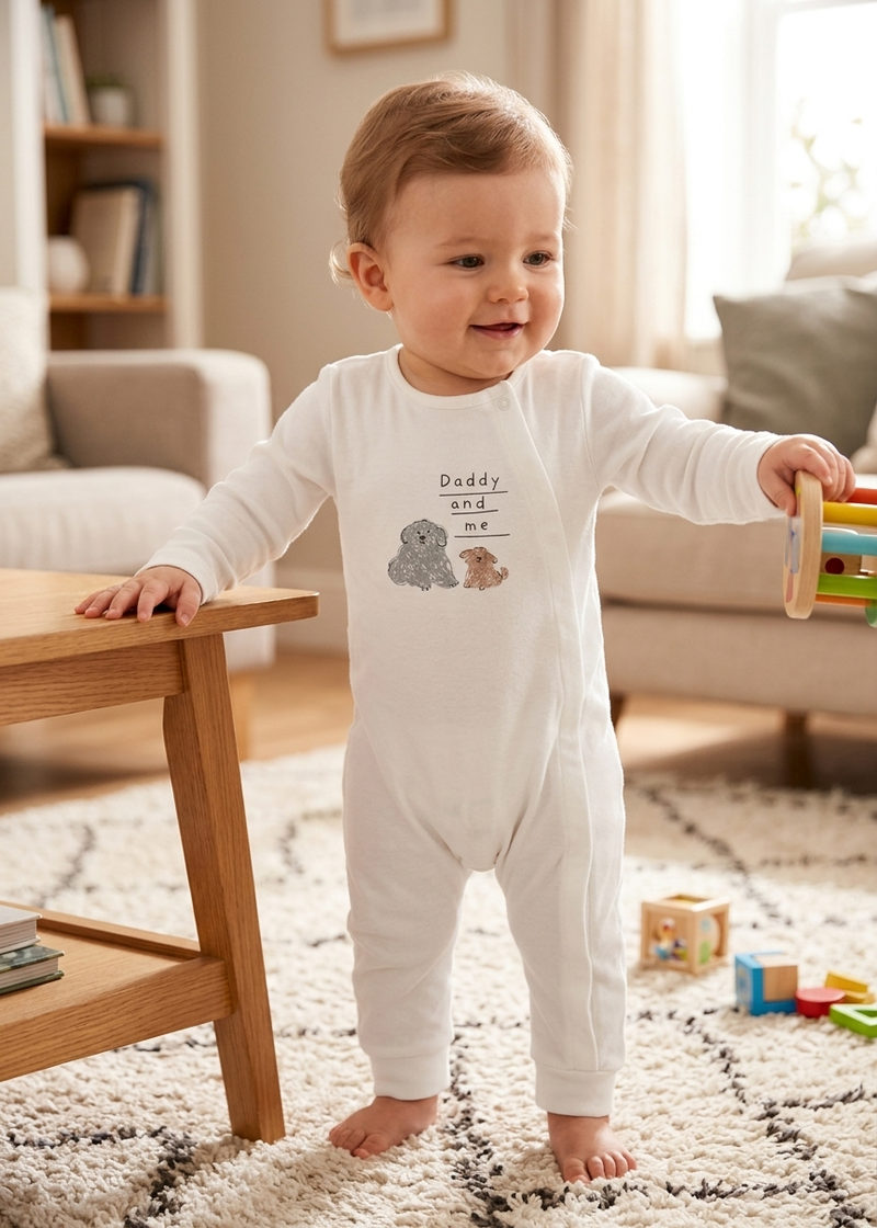 White Daddy and me dog🐕pick with shoes Baby high quality jumpsuits