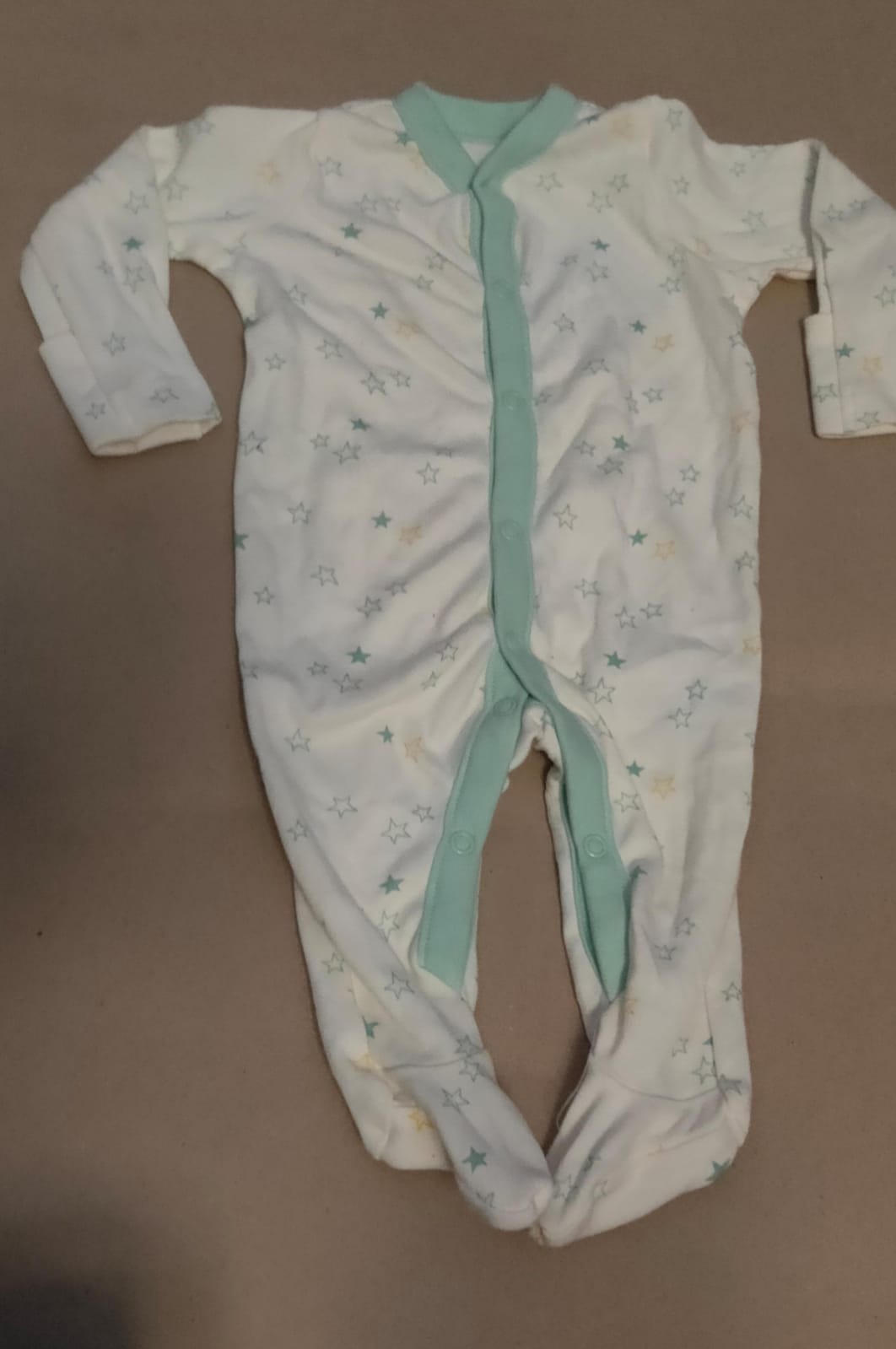 White & pista green stars-with shoe baby high quality jumpsuit