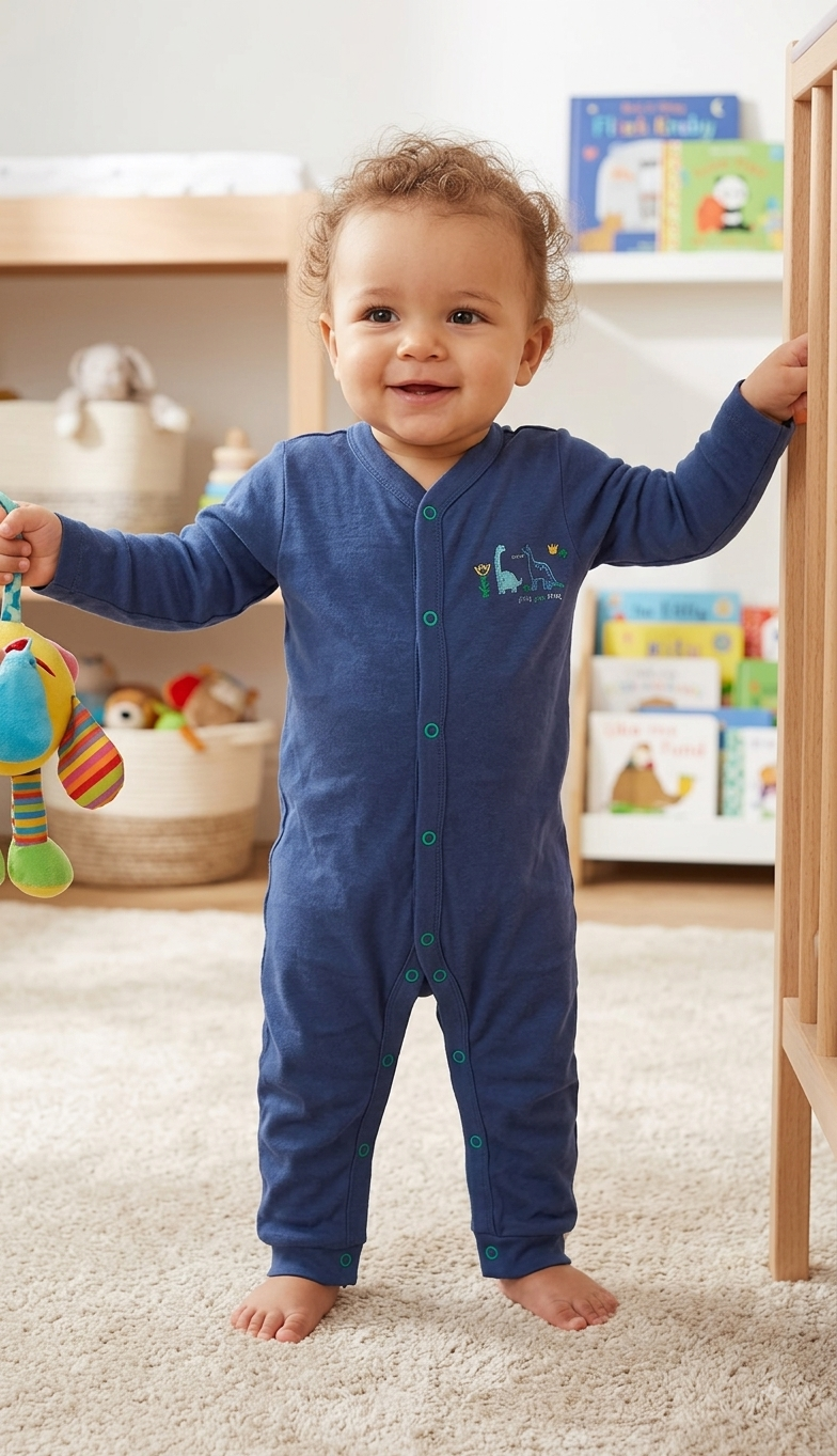 Blue little dino -Baby High quality jumpsuit