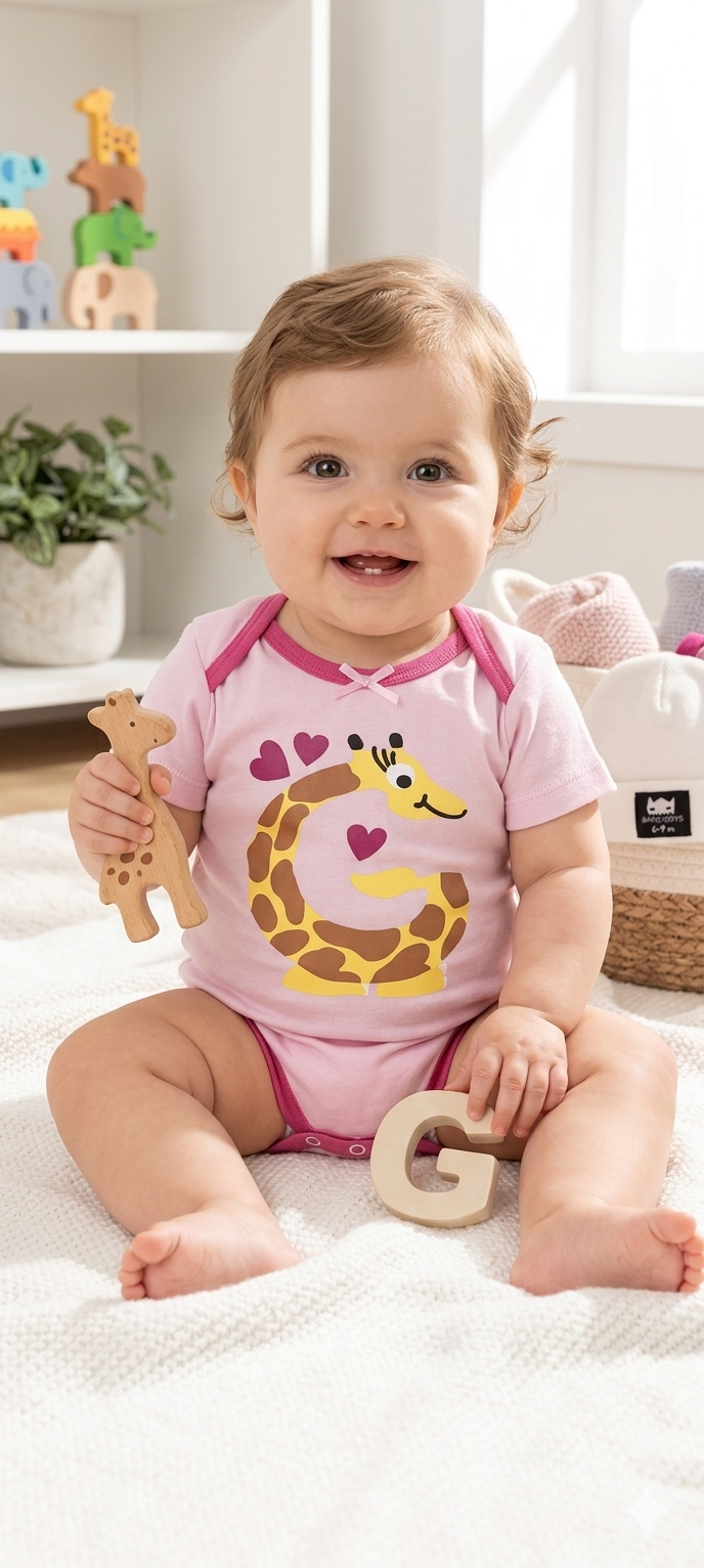 Pink giraffe - Baby romper