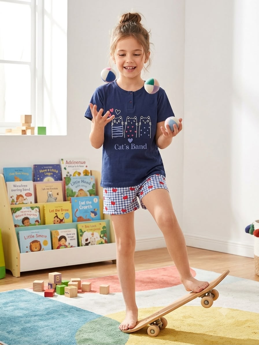 Cats bond -Kids half Sleeve shorts Set