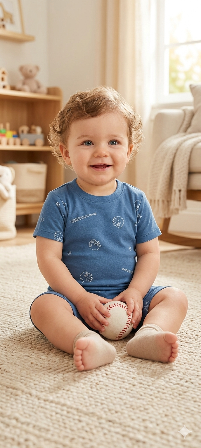 Cricket  ball -Baby Shorts Set