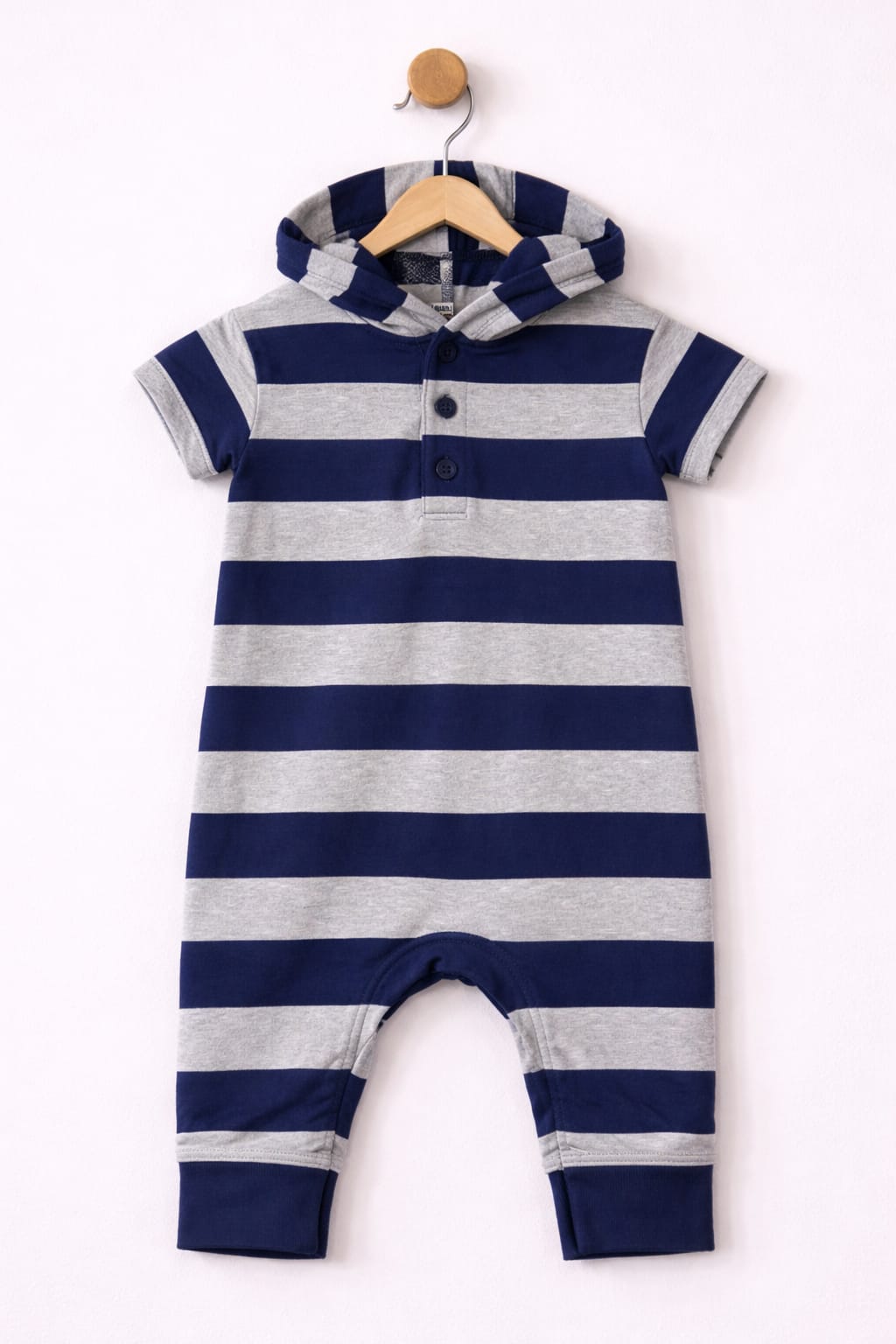 Grey with navy Hoodie -Baby Jumpsuits