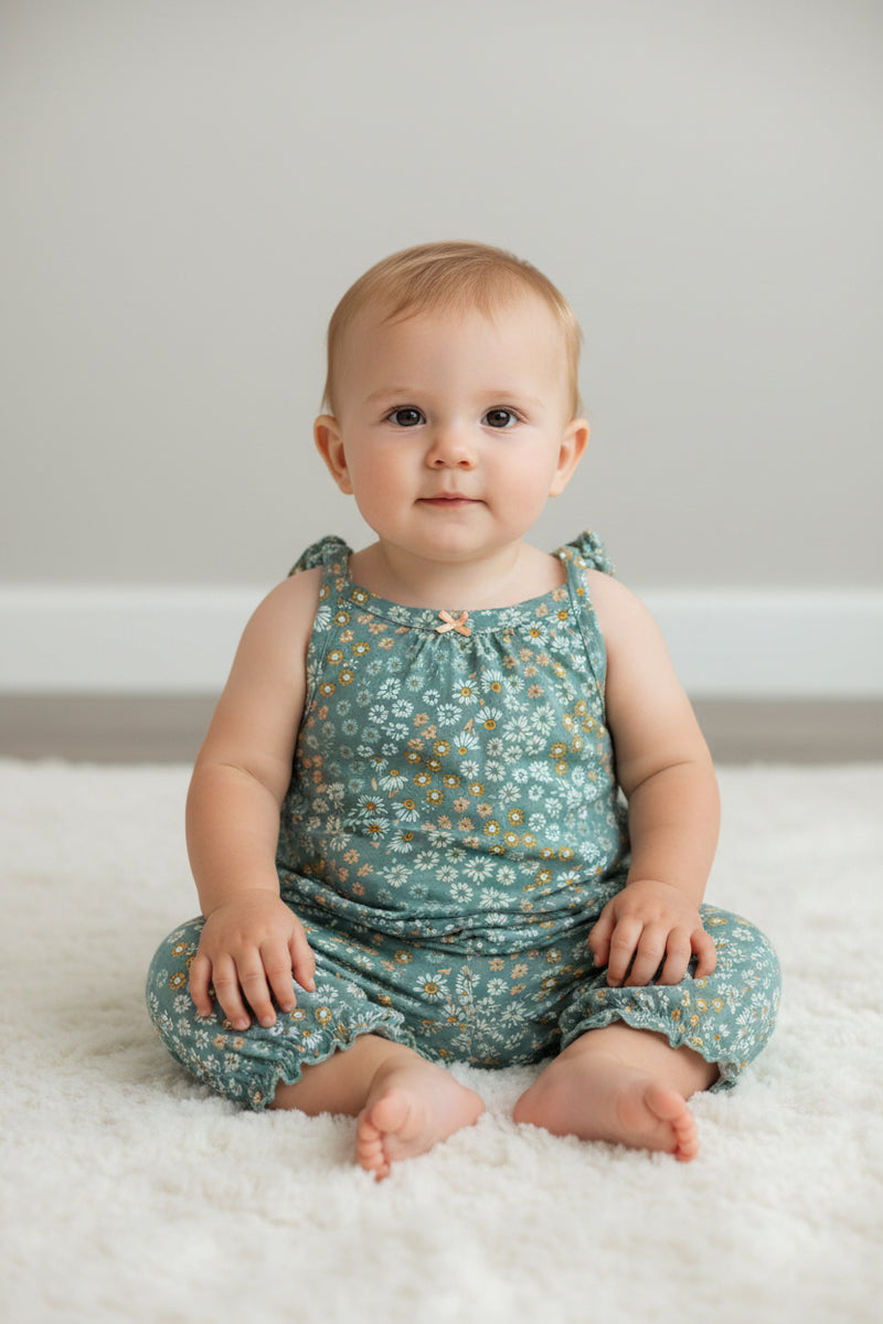 Dark green floral- Baby High Quality Jumpsuits