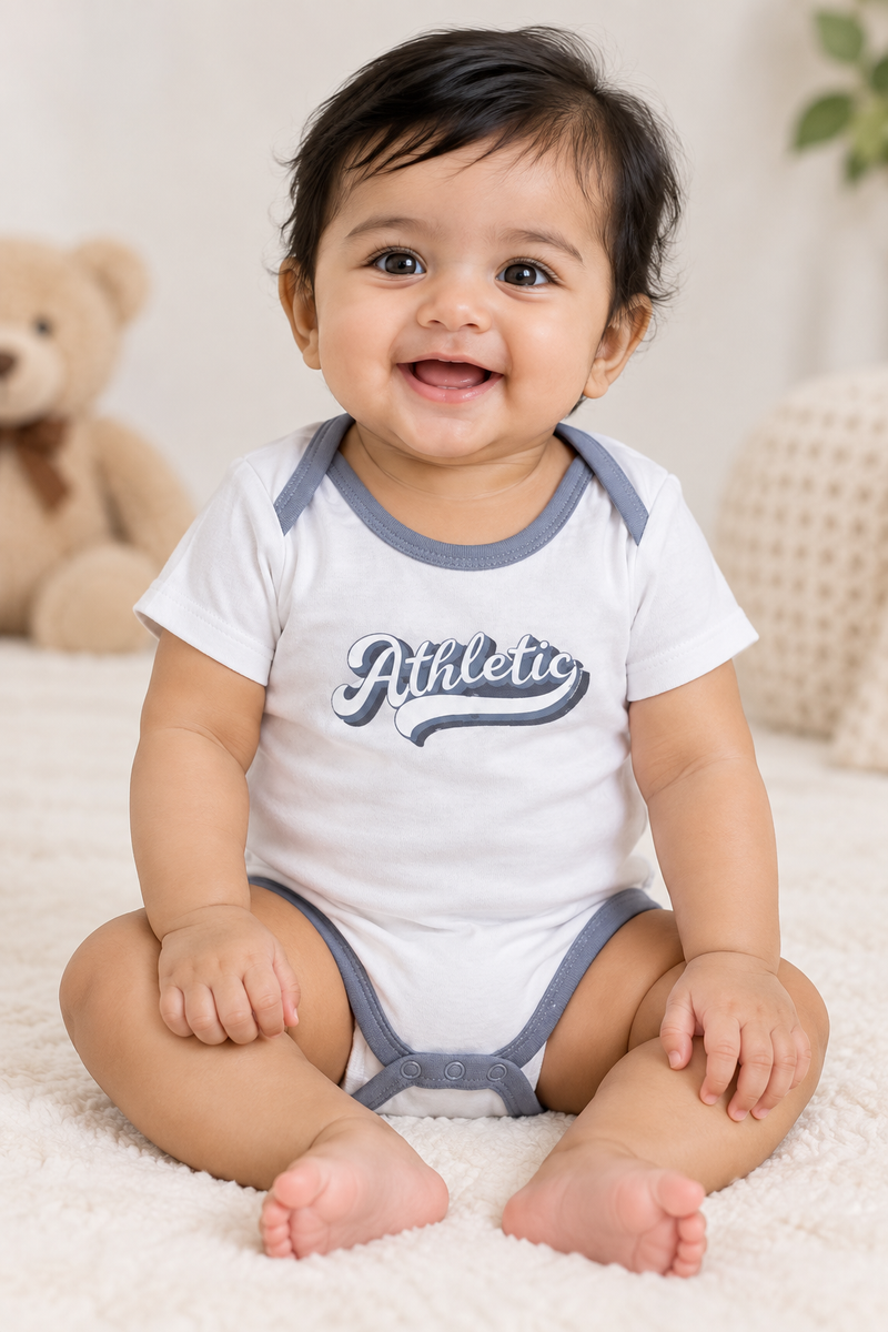 White base Athletic baby romper