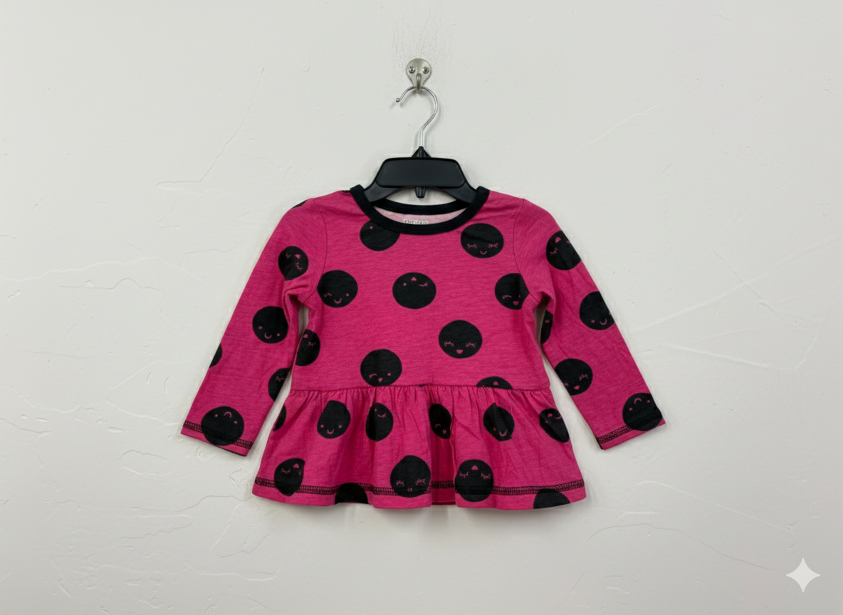 Pink & black circles - Baby full sleeve top