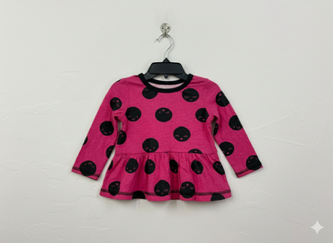 Pink & black circles - Baby full sleeve top