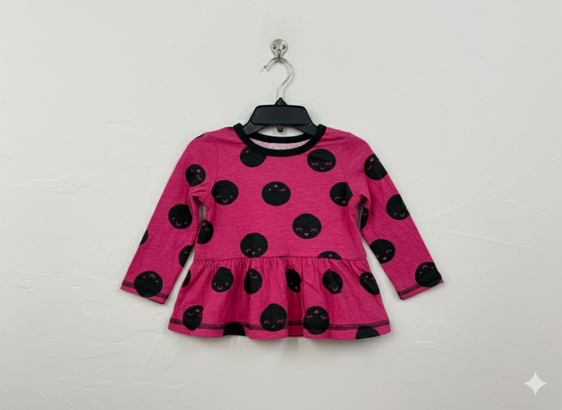 Pink & black circles - Baby full sleeve top