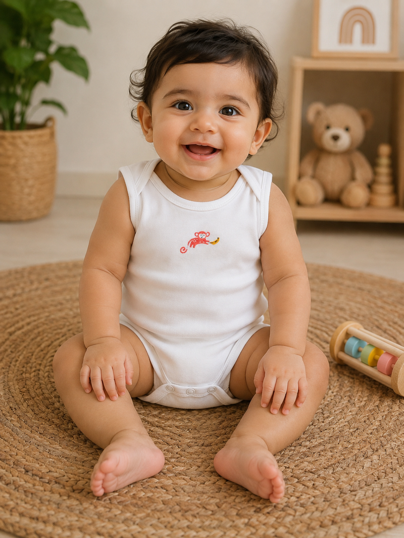 White orange monkey half sleeves Baby romber