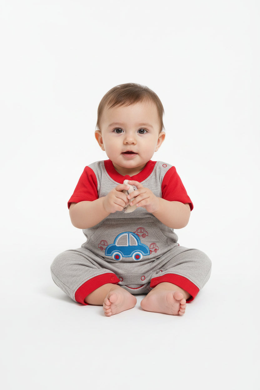 Blue car -Baby half Jumpsuit