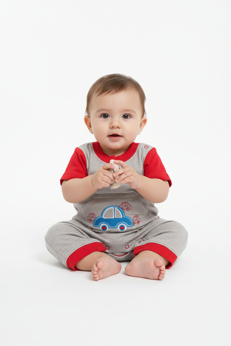 Blue car -Baby half Jumpsuit