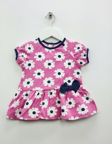Pink & navy Baby half sleeve top