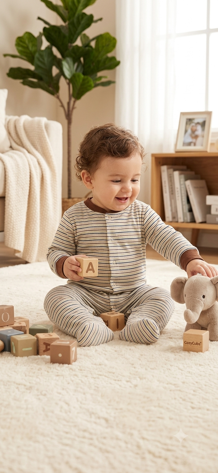 Brown stripes with shoe (zipper)- Baby high quality jumpsuit