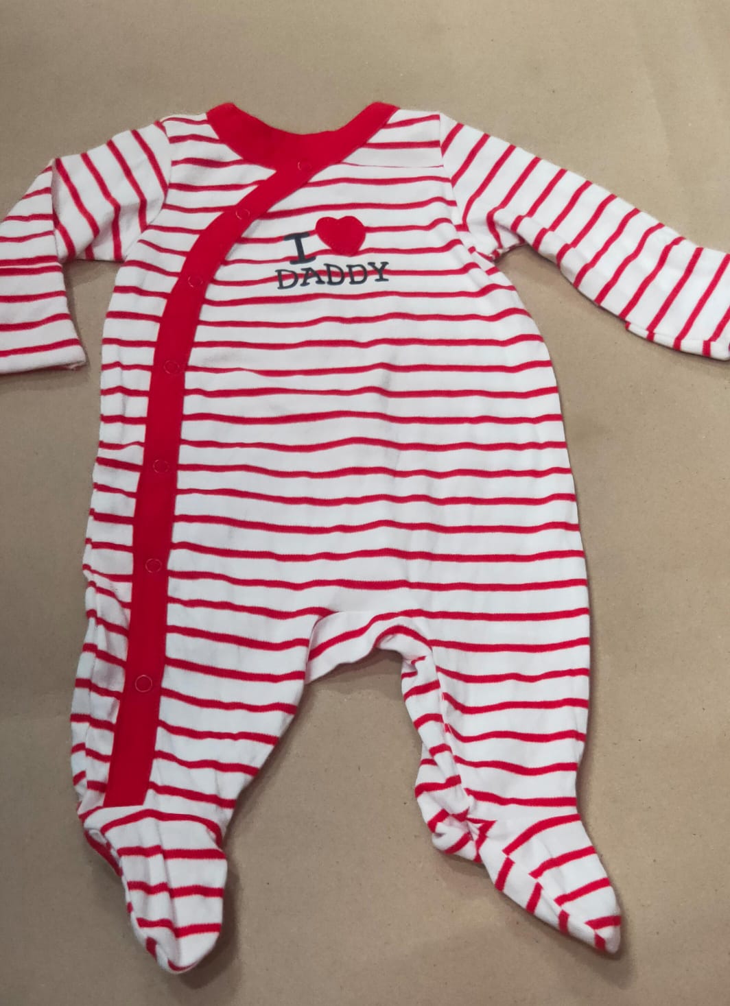 White with red line (snap button) I love daddy with shoe baby high quality jumpsuit