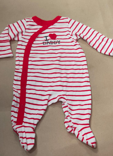White with red line (snap button) I love daddy with shoe baby high quality jumpsuit