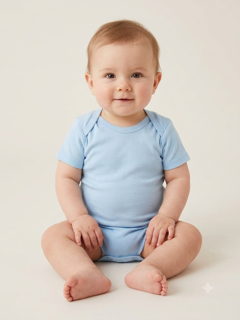 Plain ice blue Half sleeve Baby romber