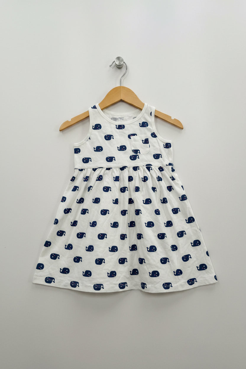 White with Elephant packet  -Sleeveless Frock