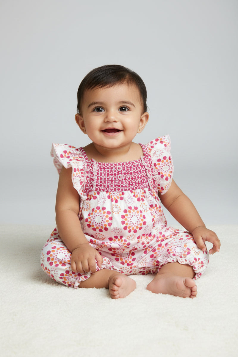 Pink smal heart flower -Baby High Quality Jumpsuits