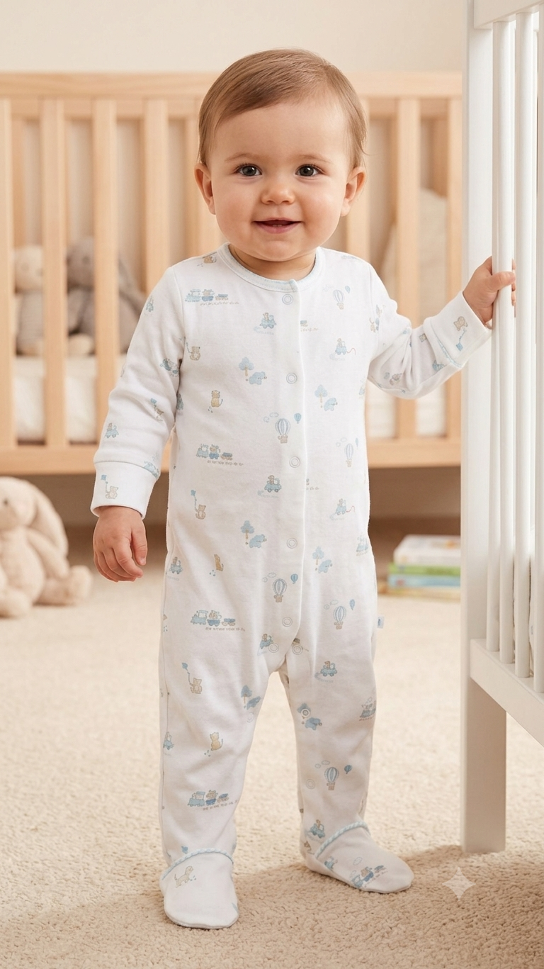 White parachute train 🚂 with shoe  Baby high quality jumpsuit