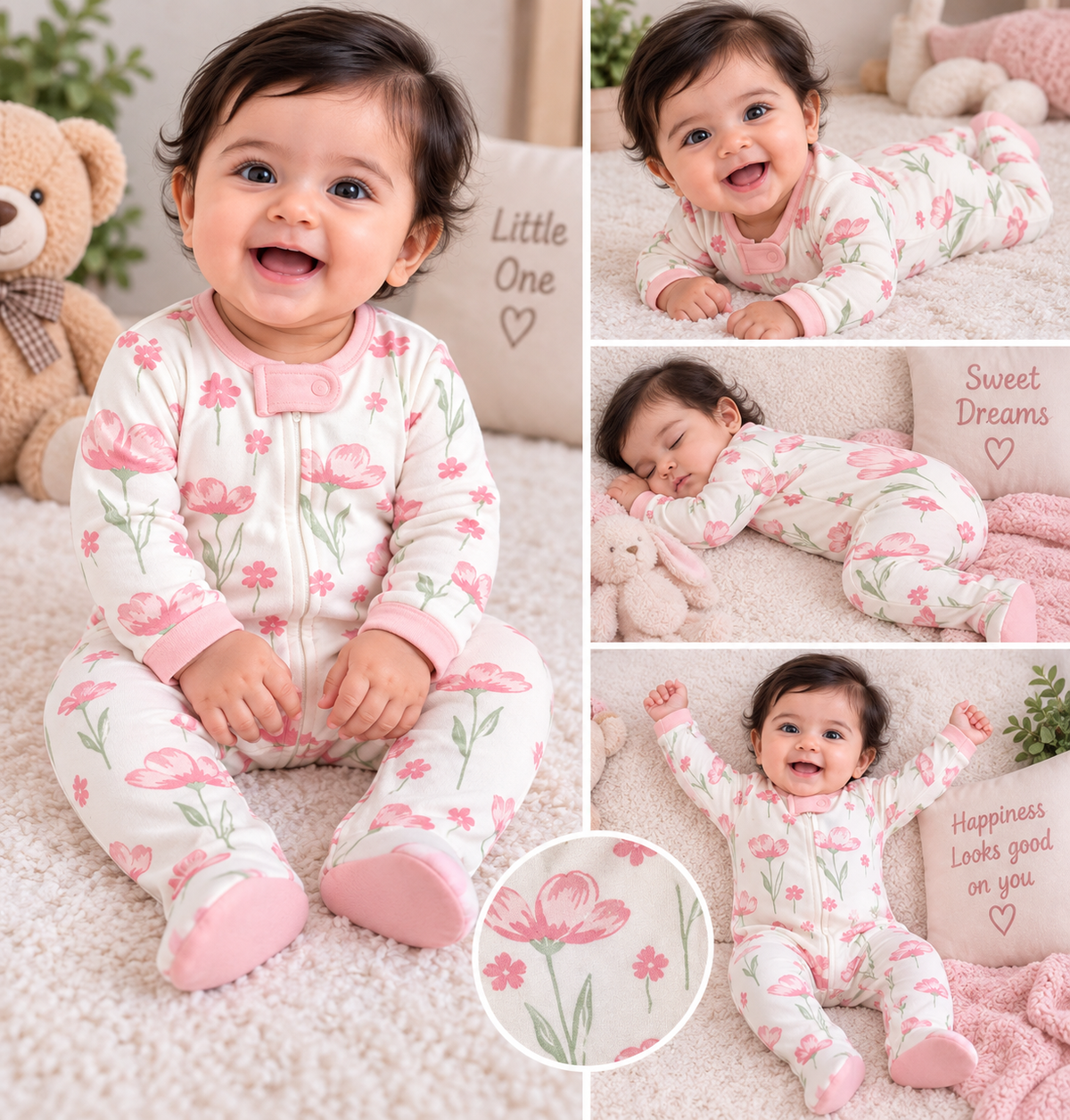 Blush Floral Garden Footed Romper 🌸💕