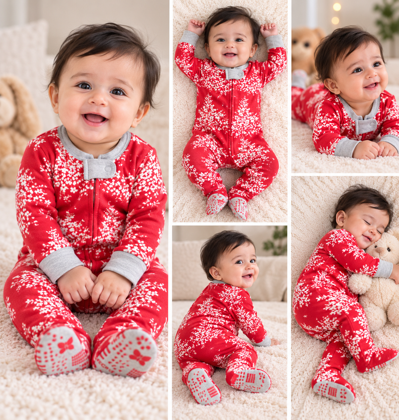 Red & White Floral Baby Jumsuit ❤️