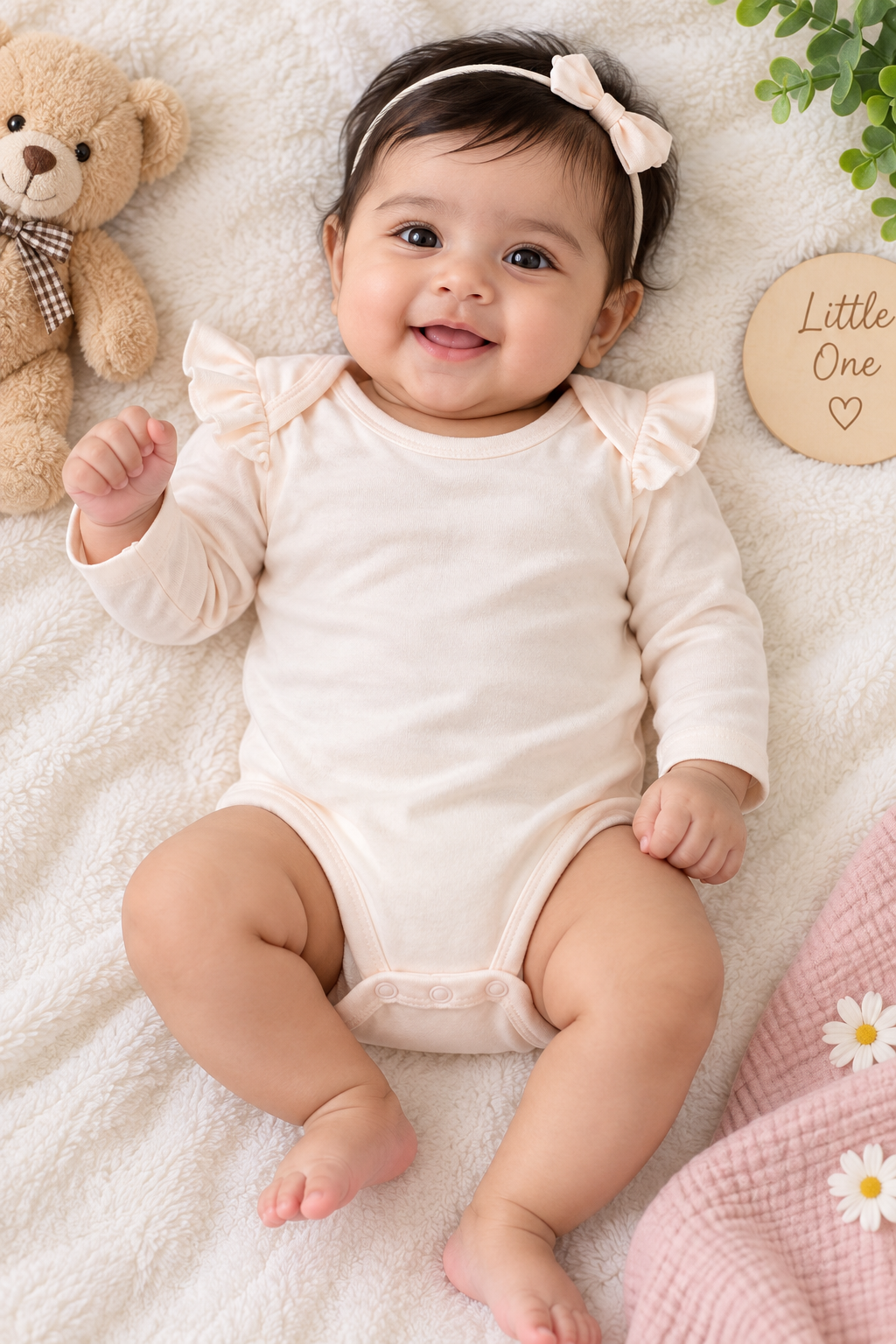 Soft pink baby romper