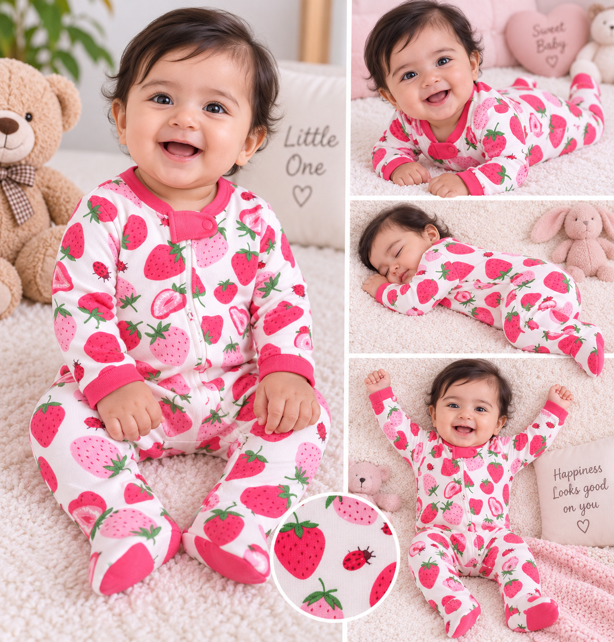 Sweet Strawberry Garden Footed Romper 🍓💕