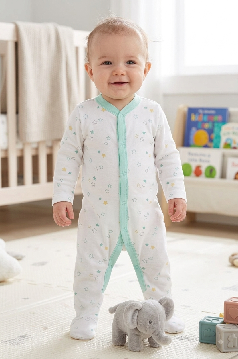 White & pista green stars-with shoe baby high quality jumpsuit