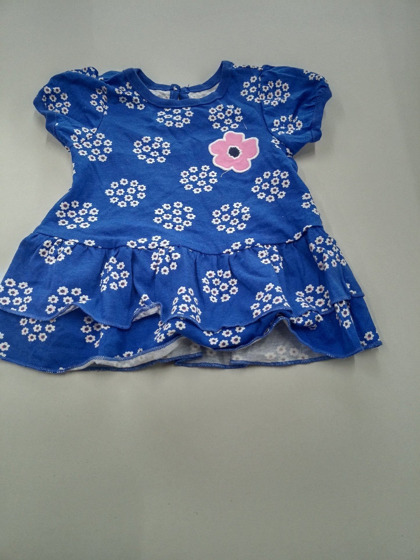Blue with pink flower-Baby  top