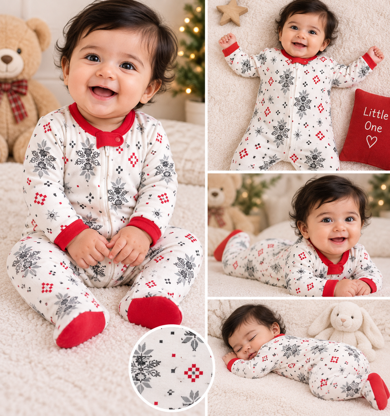 Cozy Snowflake Winter Footed Romper ❄️❤️