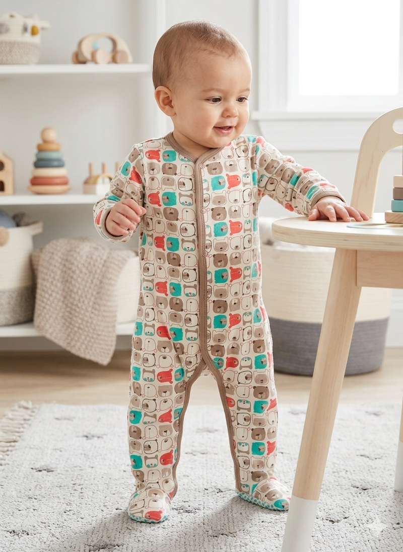 Mini teddy face -baby jumpsuit