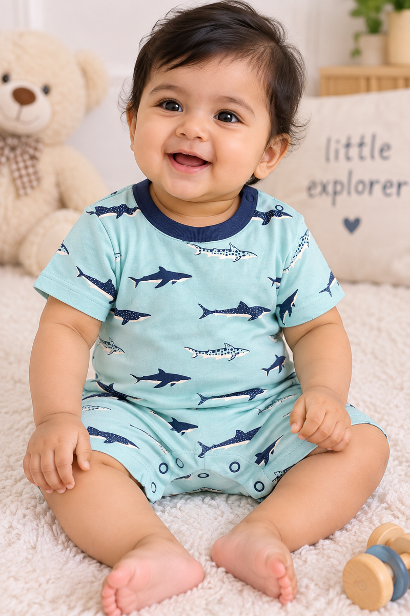 Soft green baby half jumpsuit