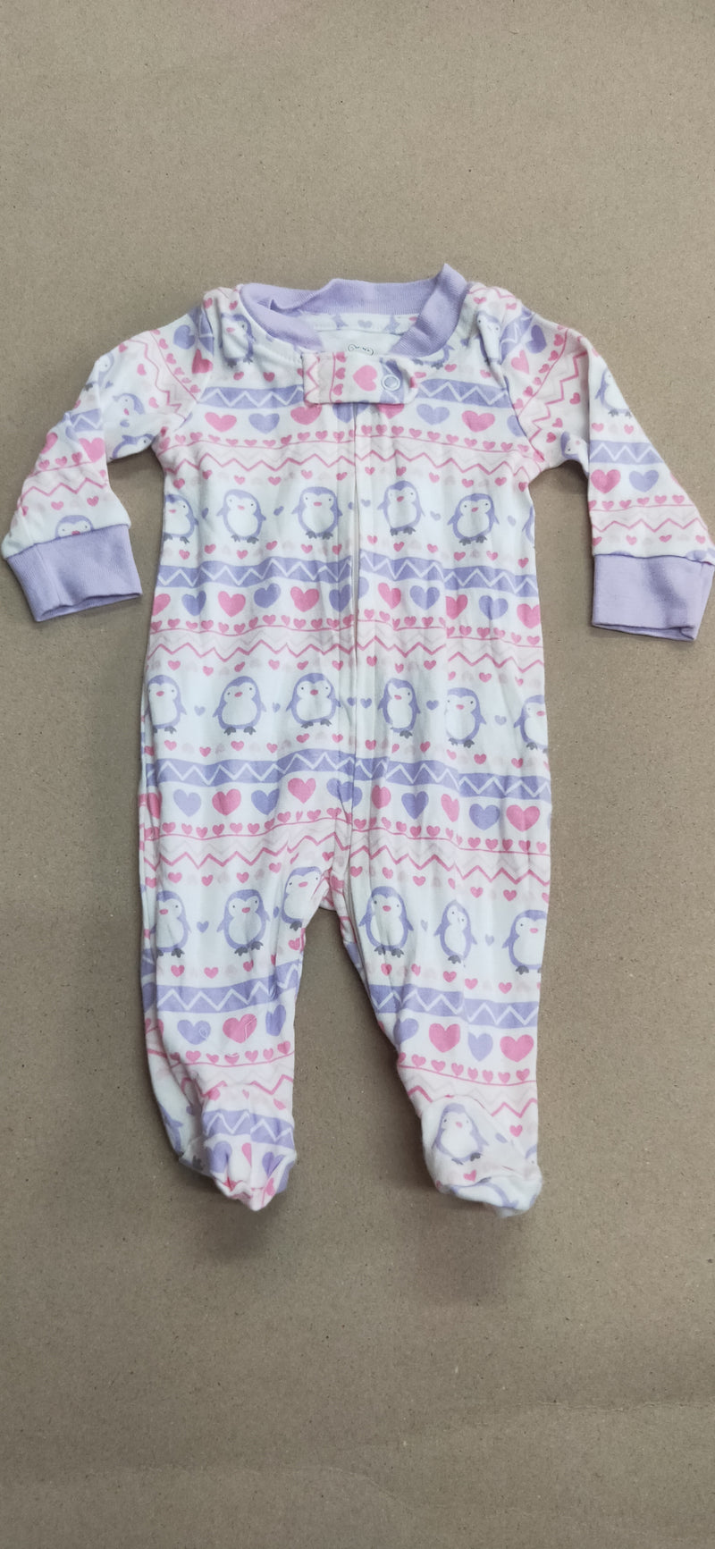 Purple penguin 🐧💜with shoe (zipper)- Baby high quality jumpsuit