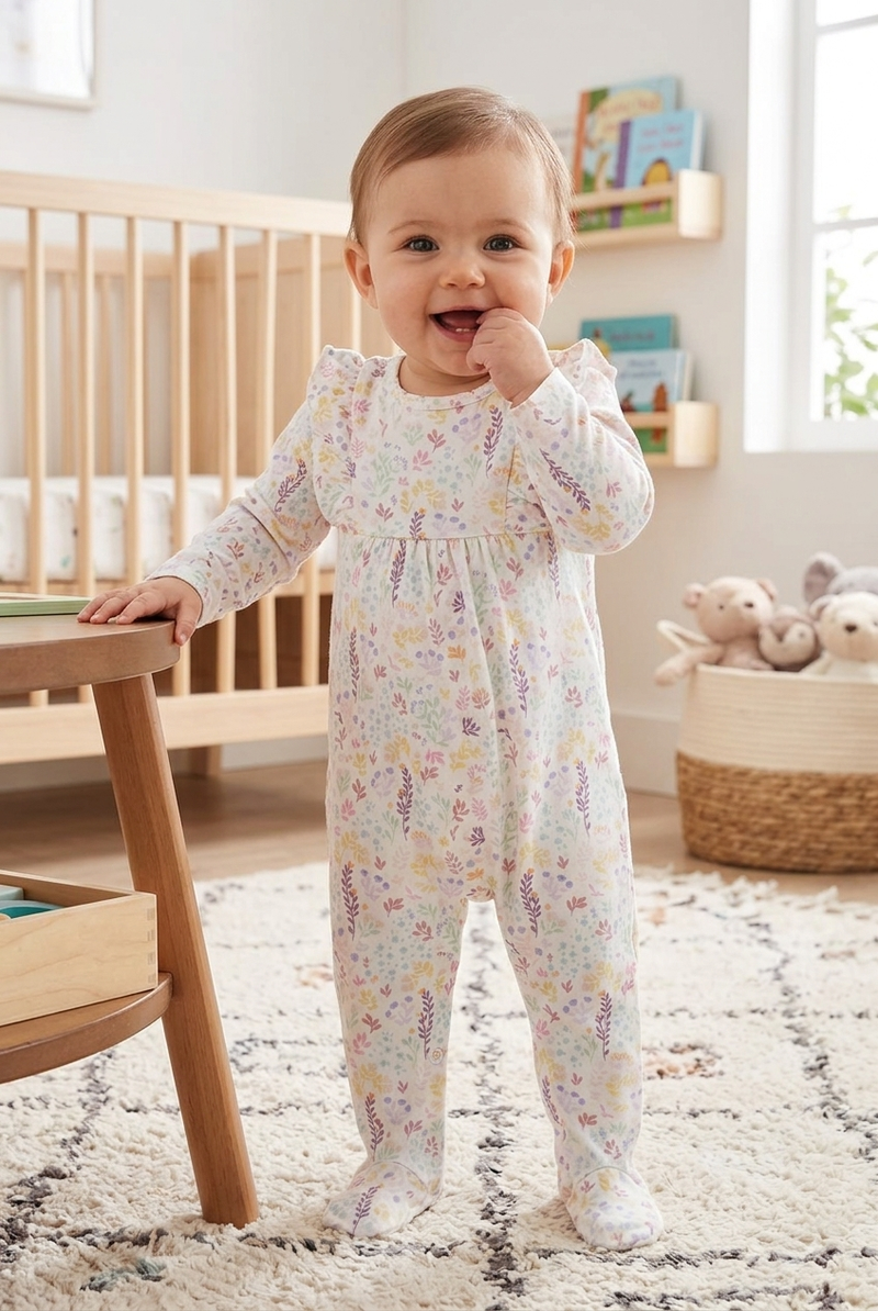 White &leaf floar -With shoe Baby High quality jumpsuit