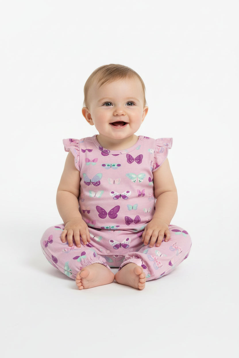 Pink butterfly - baby Jumpsuit