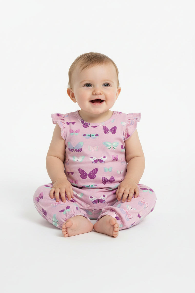 Pink butterfly - baby Jumpsuit