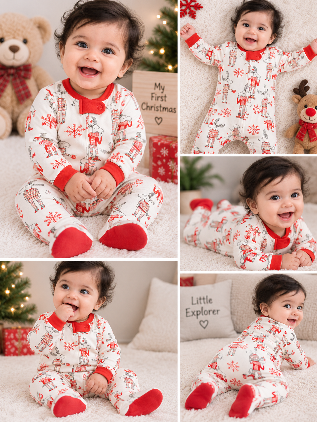 Reindeer Christmas Footed Romper 🎄✨