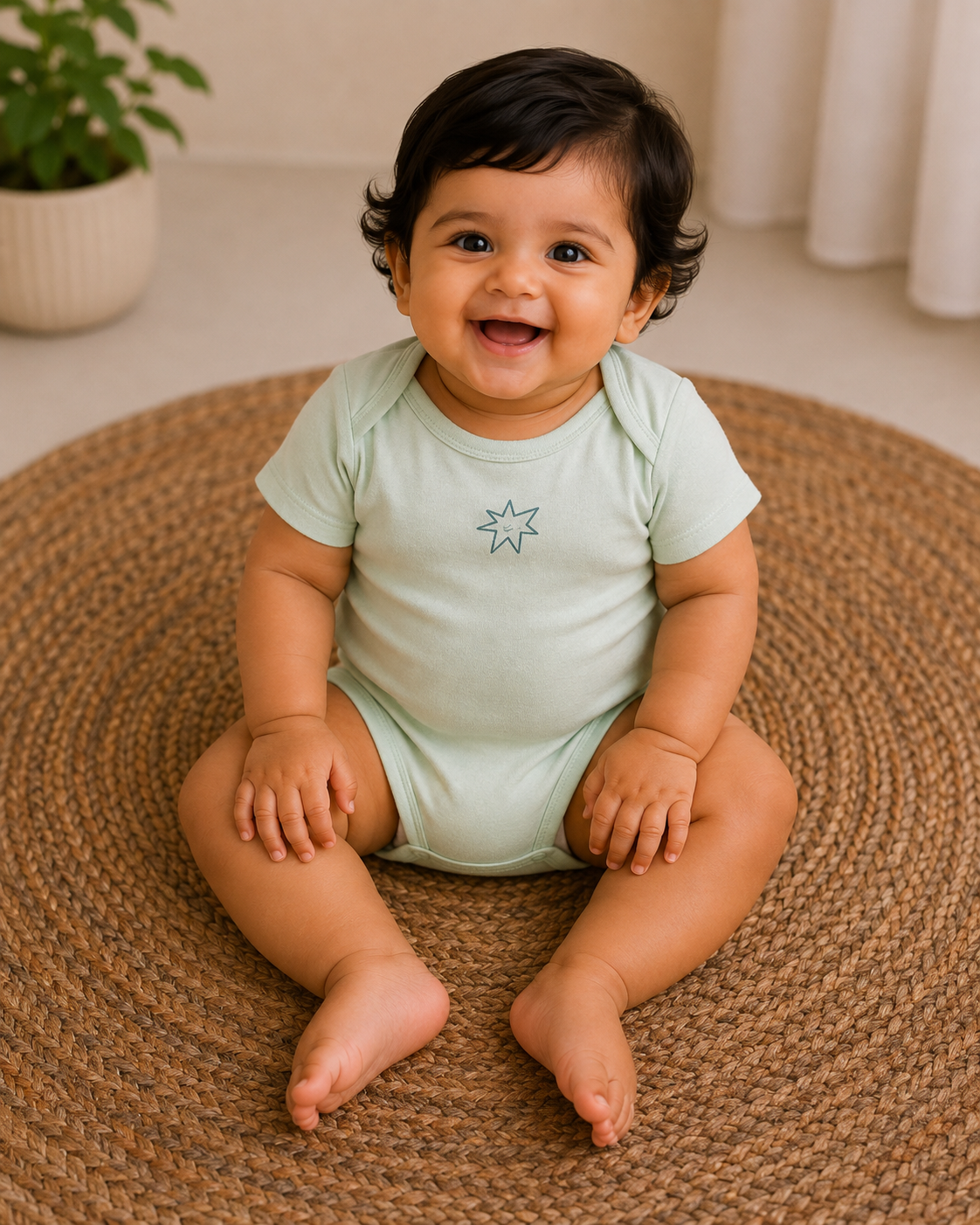Pista green star ⭐ half sleeves Baby romper
