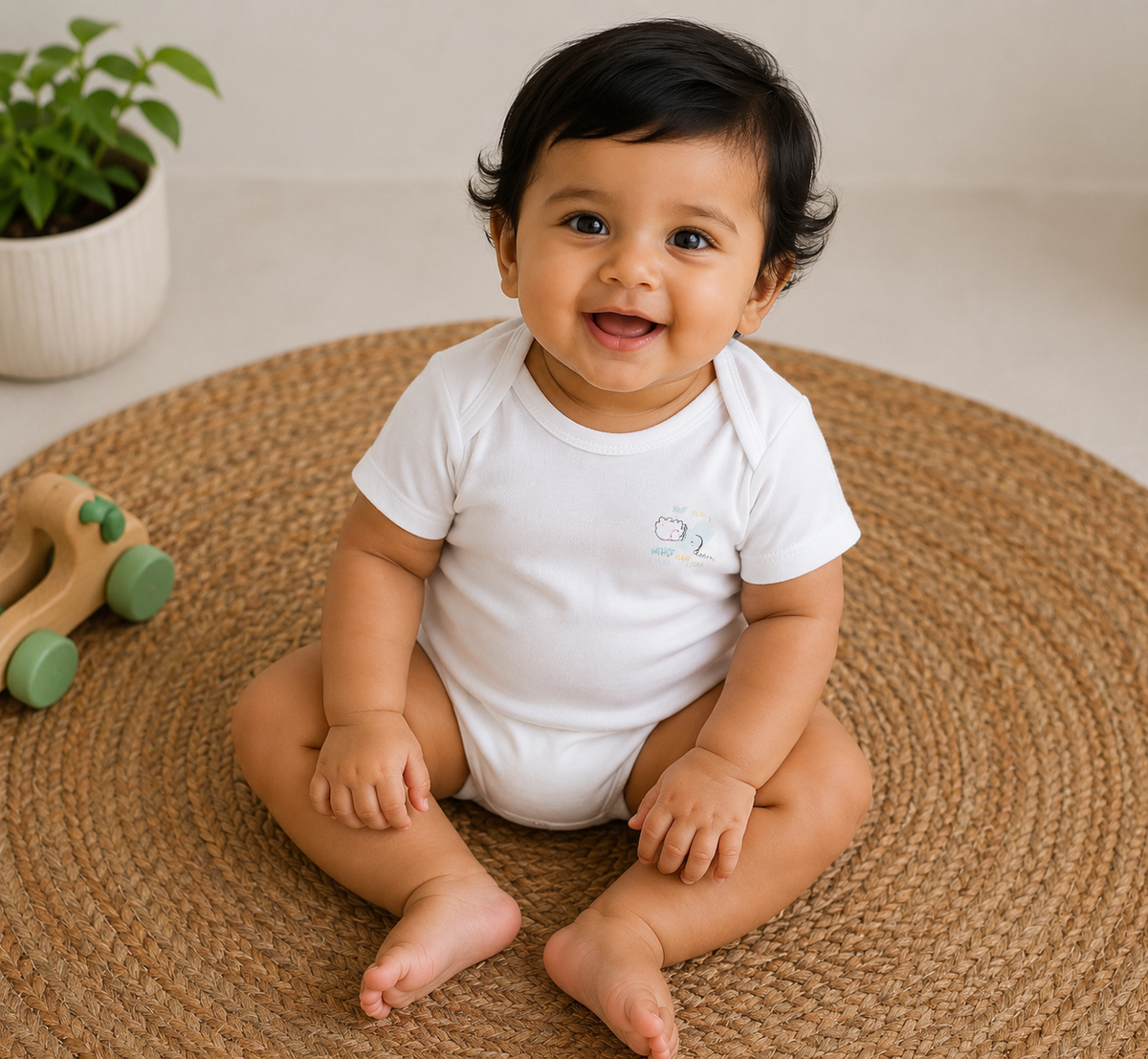 White Daddy and me elephant 🐘 half sleeves Baby romper