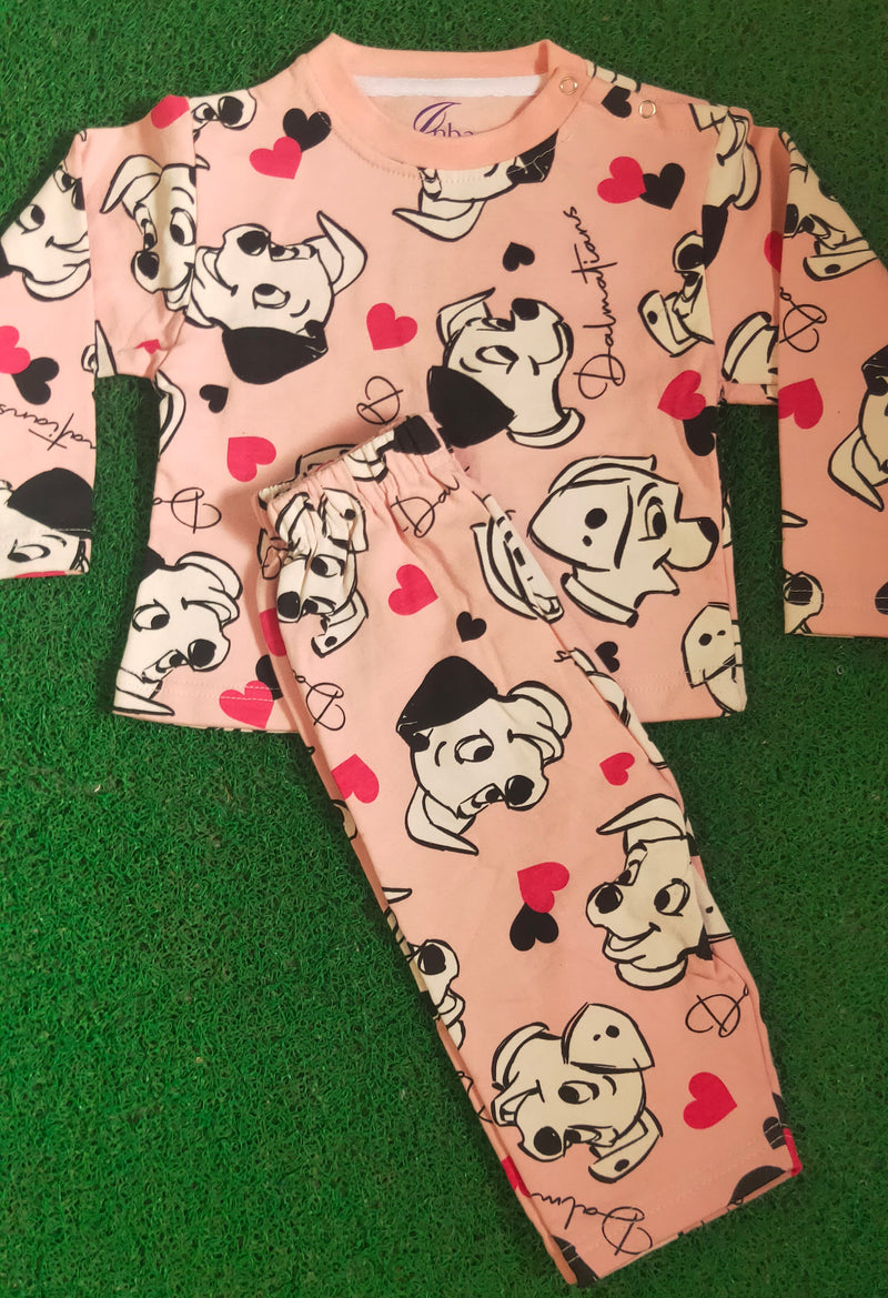Pink dog 🐶-Baby LoopKnit Pajama sets