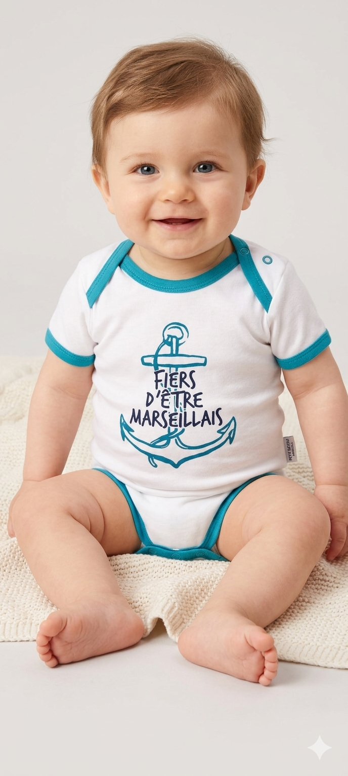 White Fiers detre marseillais- Baby Romper