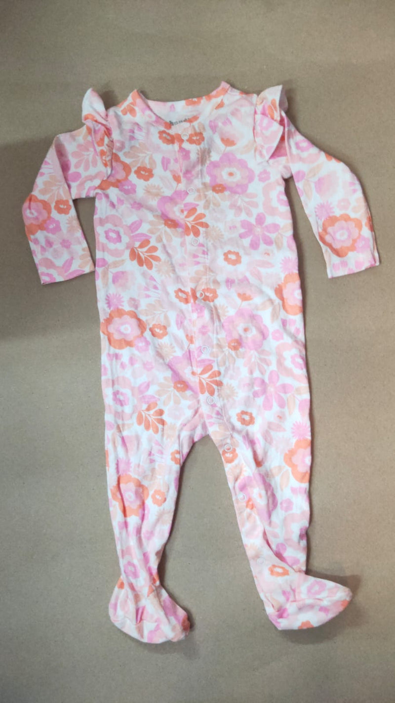Pink with white flower Baby high quality jumpsuit