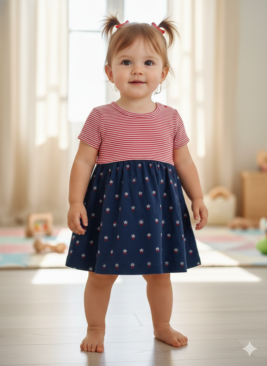 Red & Navy-Baby Sleeveless top