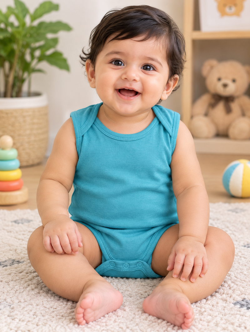 Steel plain green sleeves Baby romper