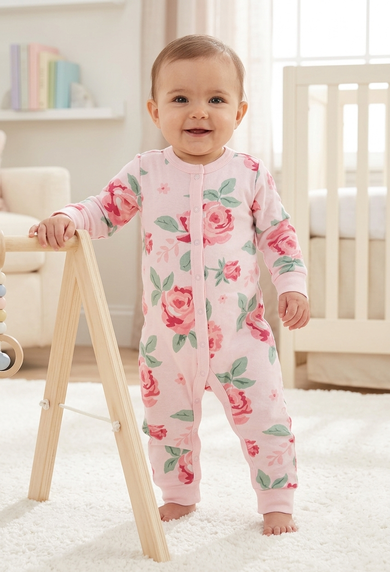 Baby pink rose 🌹 flower Baby High quality jumpsuit