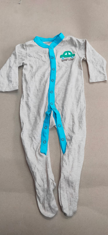 Beep beep green car with shoe (snap button)- Baby high quality jumpsuit